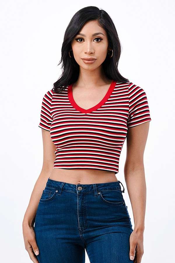 V NECK SHORT SLEEVE TOP