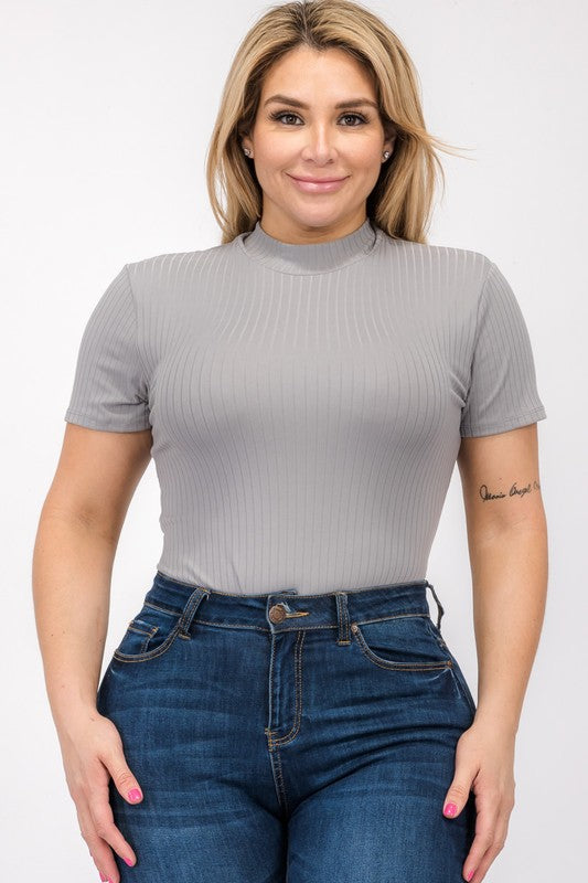 Ribbed Short Sleeve Bodysuit