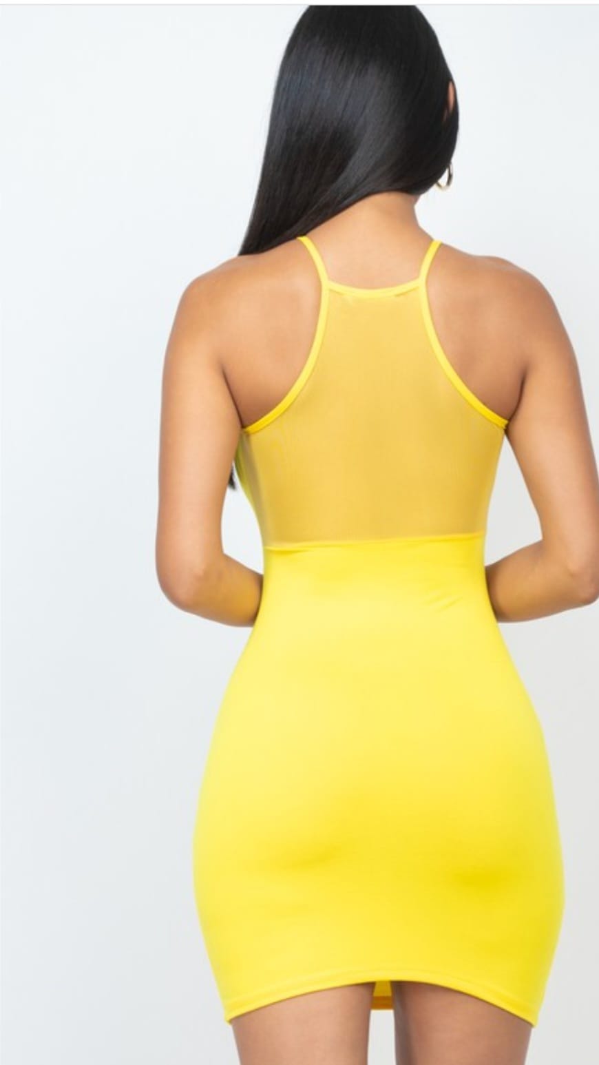 Meshed Racer Back Bodycon Dress