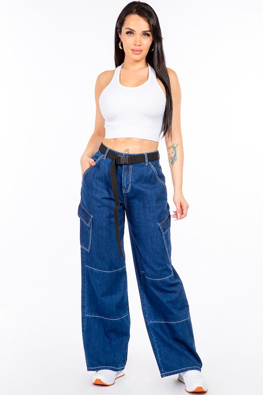 High Waist Wide Leg Carpenter Pants