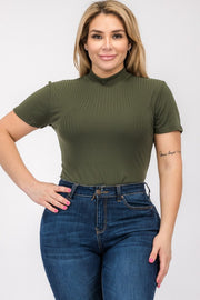 Ribbed Short Sleeve Bodysuit