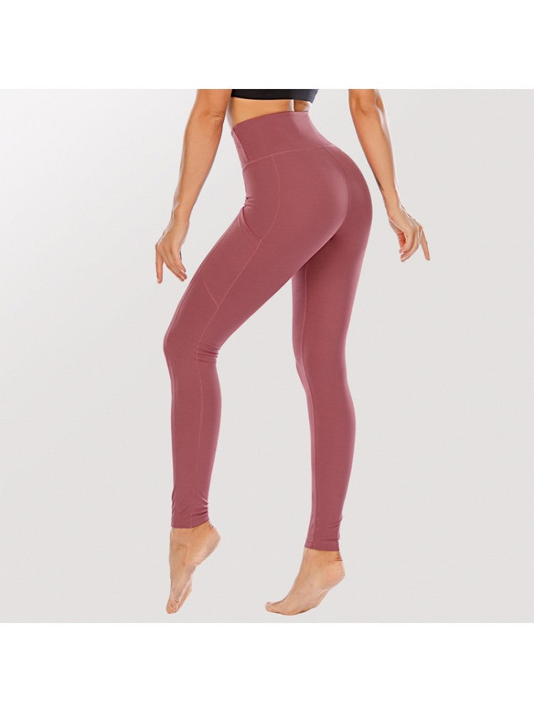 Pure Color Hip Lifting High Waist Leggings