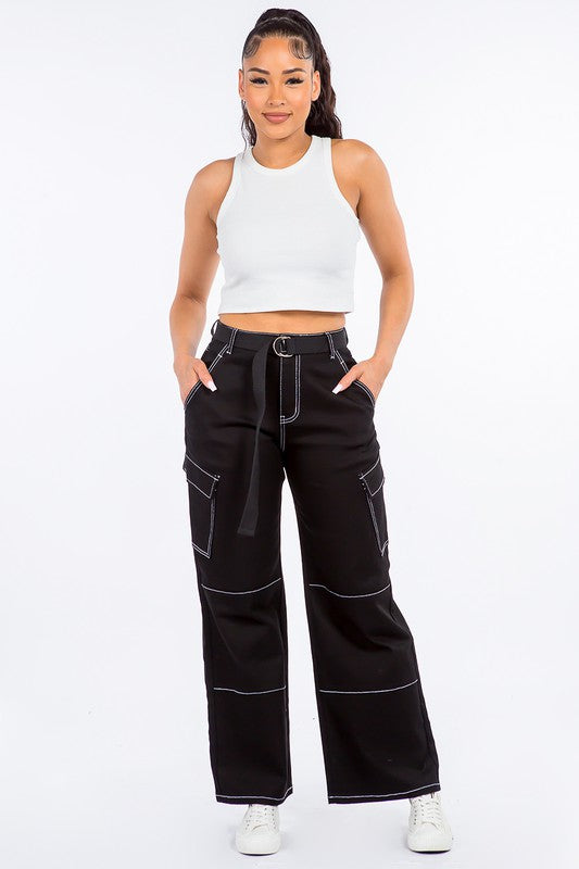 High Waist Wide Leg Carpenter Pants