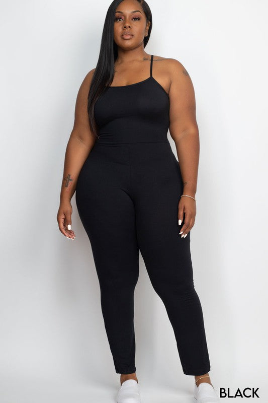 Plus Size Criss-cross open back bodycon jumpsuit