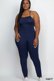 Plus Size Criss-cross open back bodycon jumpsuit