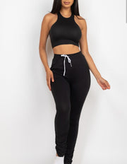 Private Practice Crop Top And Ruched Pants Set