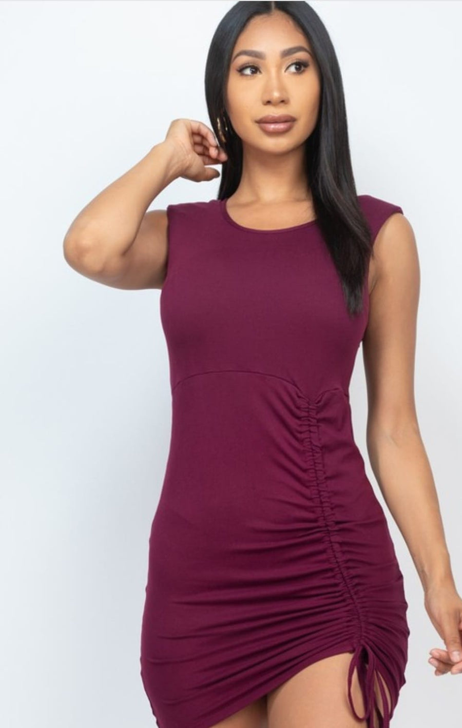 Ruched Valentines day Dress With Shoulder Pad