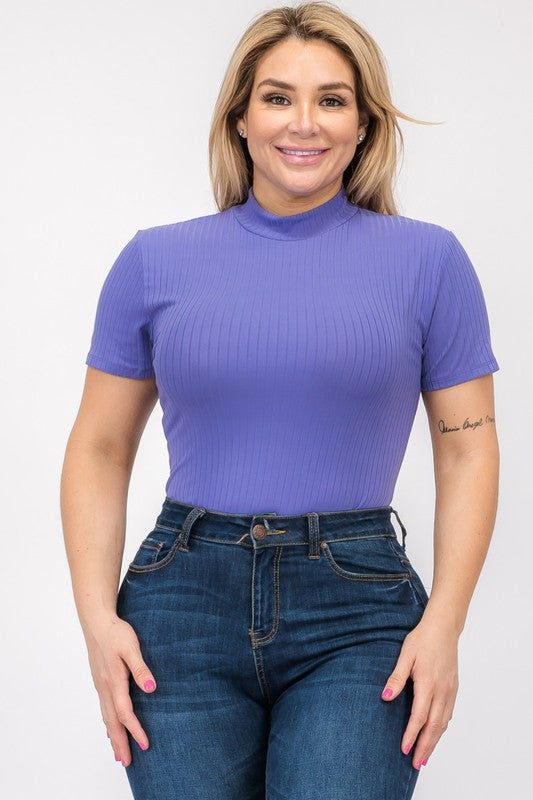 Ribbed Short Sleeve Bodysuit