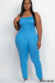 Plus Size Criss-cross open back bodycon jumpsuit