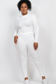 Ribbed Mock Neck Long Sleeve Pants Set