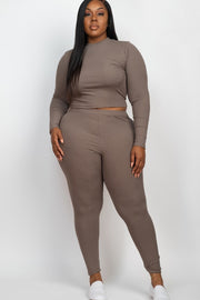 Ribbed Mock Neck Long Sleeve Pants Set