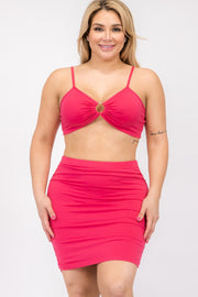 Plus Size O-ring Crop Top & Mini Skirt Set