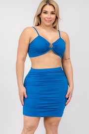 Plus Size O-ring Crop Top & Mini Skirt Set