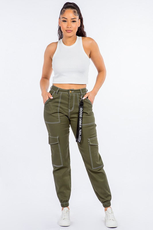 High Waist Denim Jogger Pants