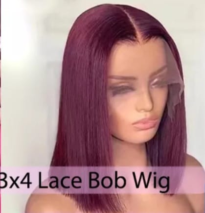 Mink Human Coloured Bob Wig 13x4 Transparent Lace 150% Density