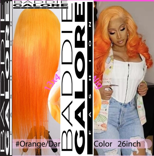Celebrity Inspired Custom Coloured Lace Frontal Human Hair 26 Inches Straight Wigs