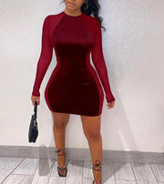 My Way Sexy Velvet Long Sleeve Dresses