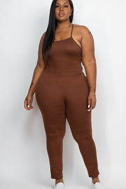 Plus Size Criss-cross open back bodycon jumpsuit