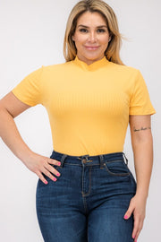 Ribbed Short Sleeve Bodysuit