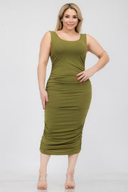 Fine As Wine Square Neck Ruched Bodycon Midi Dress