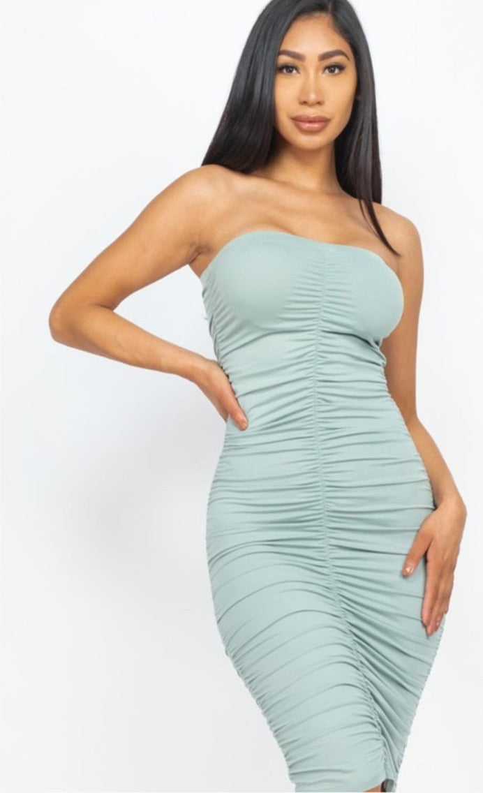 4-Way Ruched Tube Dresses