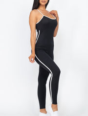 Active Woman Camisole Piping Trim Cut Out Back Jumpsuit