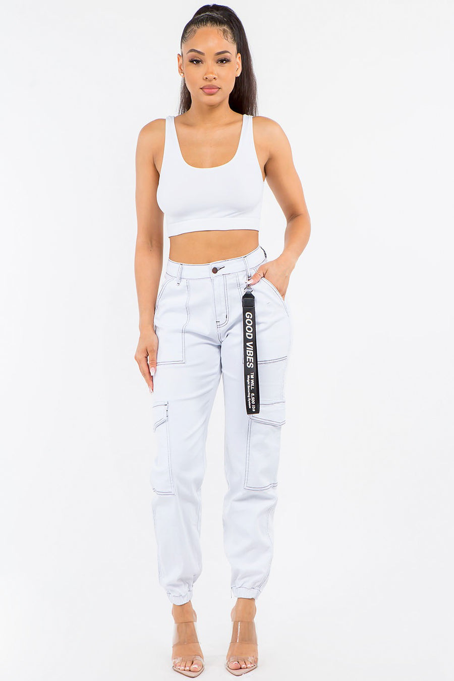 PLUS SIZE HIGH WAIST CARGO JOGGER PANTS