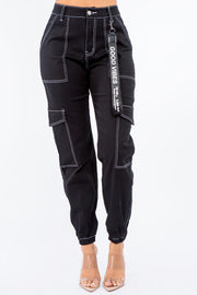 PLUS SIZE HIGH WAIST CARGO JOGGER PANTS