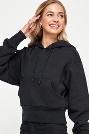 FLEECE OVERSIZED CROP PULLOVER HOODIES