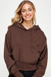 FLEECE OVERSIZED CROP PULLOVER HOODIES