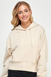 FLEECE OVERSIZED CROP PULLOVER HOODIES