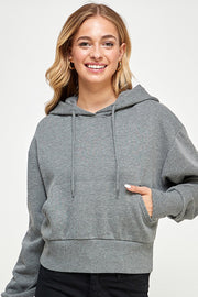 FLEECE OVERSIZED CROP PULLOVER HOODIES