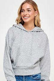 FLEECE OVERSIZED CROP PULLOVER HOODIES