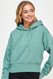 FLEECE OVERSIZED CROP PULLOVER HOODIES