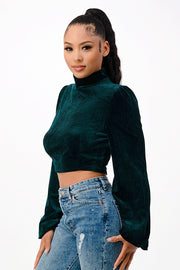 STRIPE VELVET CROP TOP