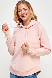 WAVE WASHED FLEECE HOODIE WITH CURVED HEM