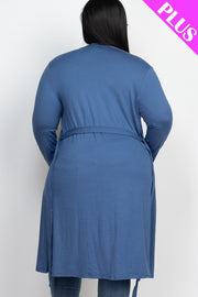 Plus Size Long Belted Cardigan