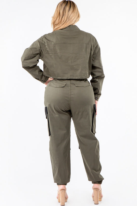 PLUS SIZE CARGO STYLE JACKET PANTS SETS