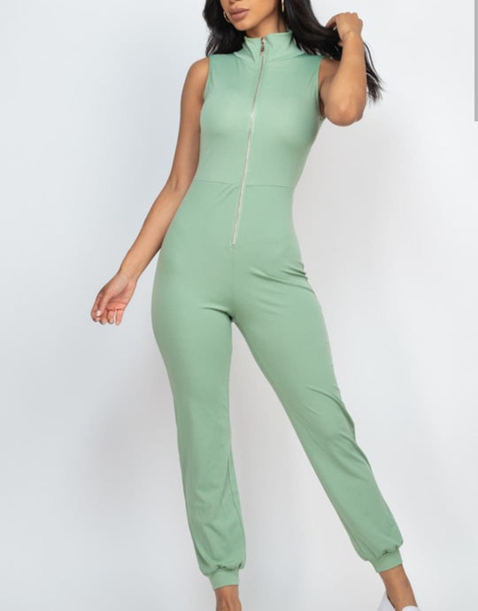 Intelligence Sleeveless Front Zip Jumpsuit