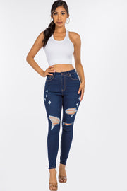 Distressed High Rise Skinny Jeans