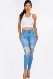 Distressed High Rise Skinny Jeans