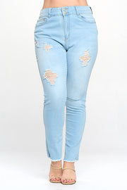 Double Waistband Slimming High Rise Jeans