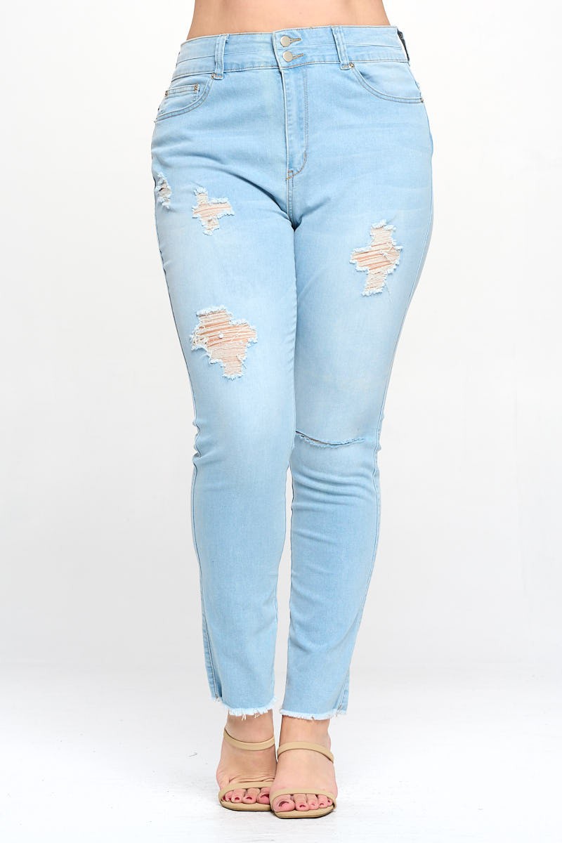 Double Waistband Slimming High Rise Jeans