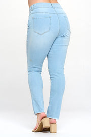 Double Waistband Slimming High Rise Jeans