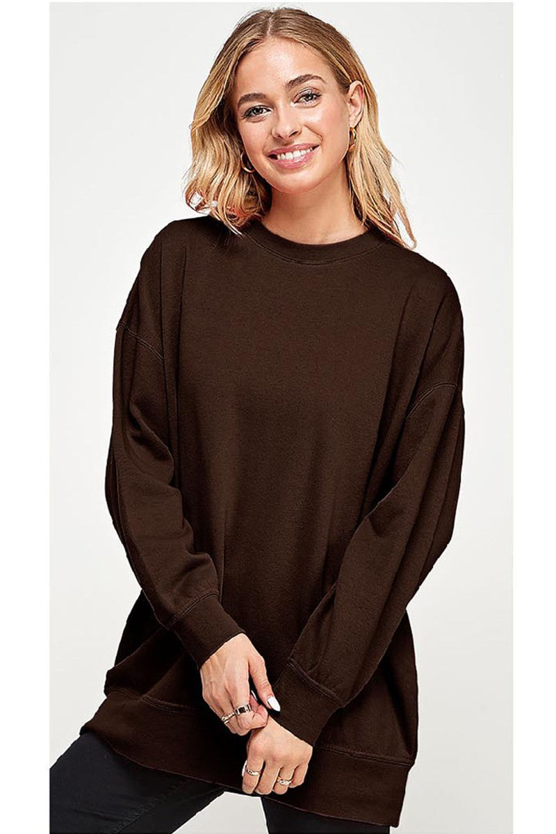 FLEECE BASIC OVERSIZED CREW NECK SWEATSHIRTS