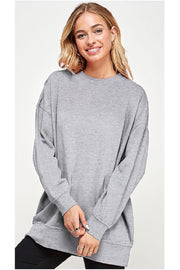 FLEECE BASIC OVERSIZED CREW NECK SWEATSHIRTS