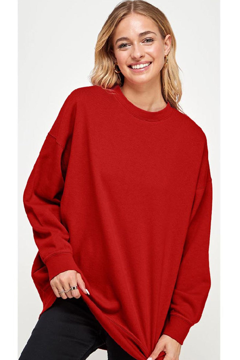 FLEECE BASIC OVERSIZED CREW NECK SWEATSHIRTS