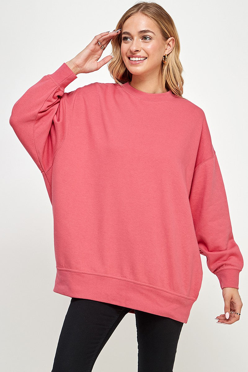 FLEECE BASIC OVERSIZED CREW NECK SWEATSHIRTS