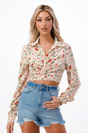 FLORAL PRINT CROPPED SHIRTS