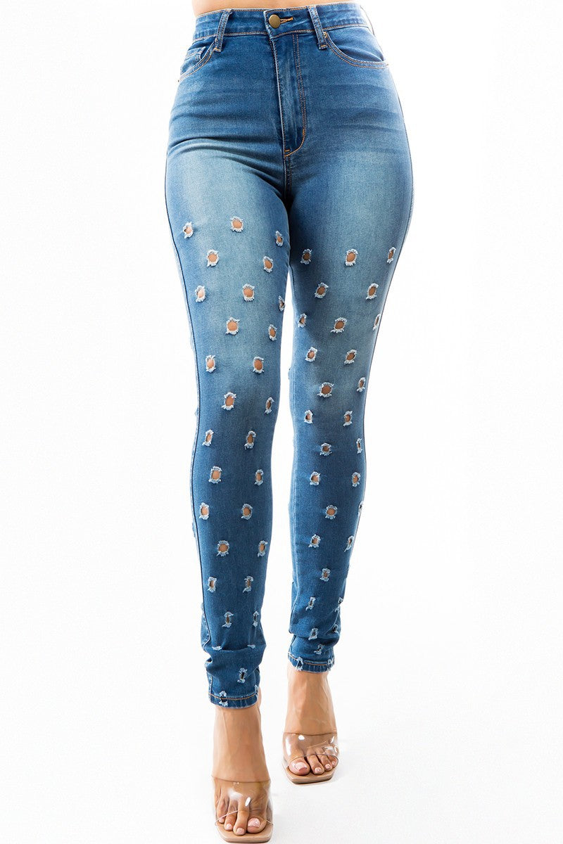 Holes High Waist Skinny Jeans